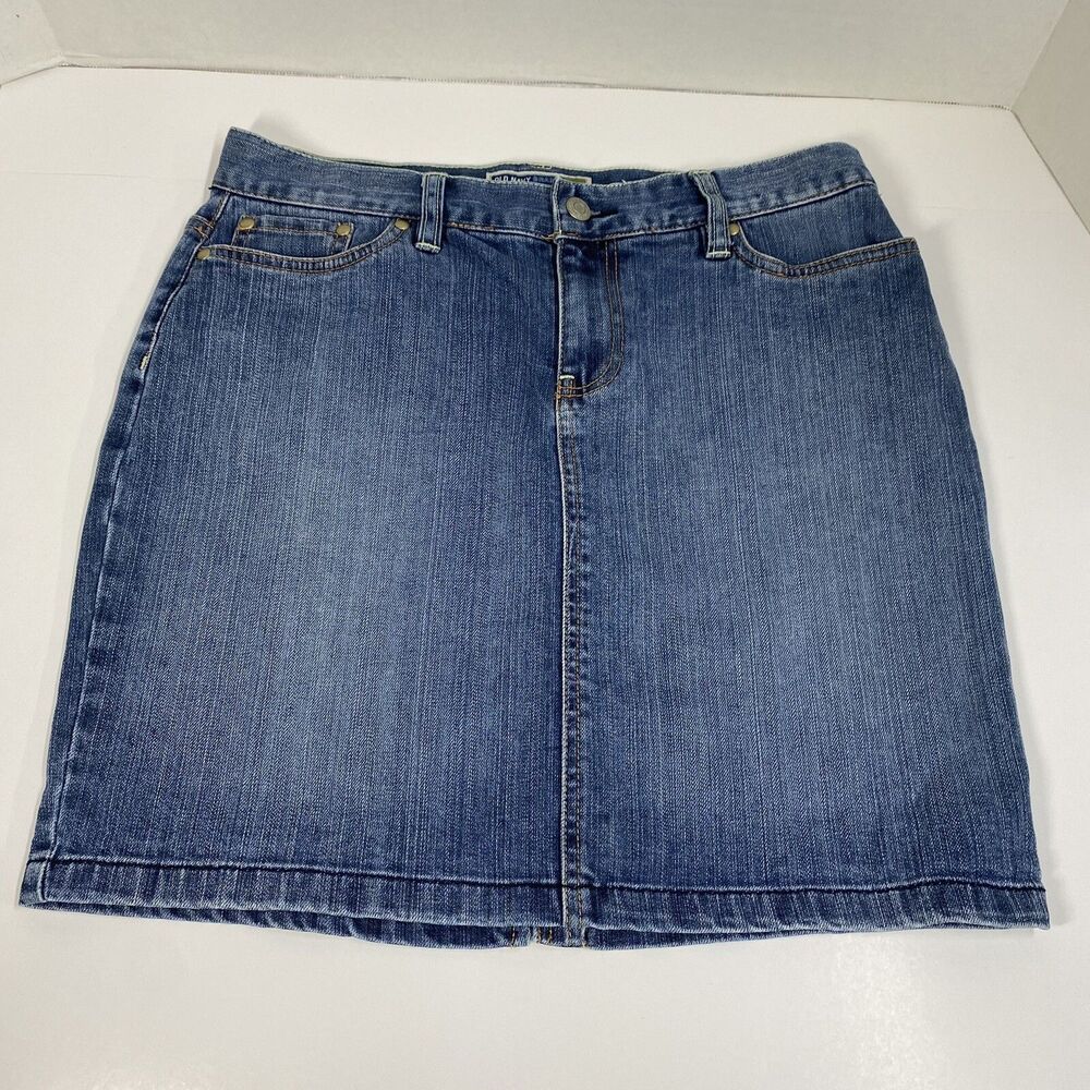 Old Navy Blue Jean Skirt Low waist stretch Size 6 99% Cotton 1% Spandex